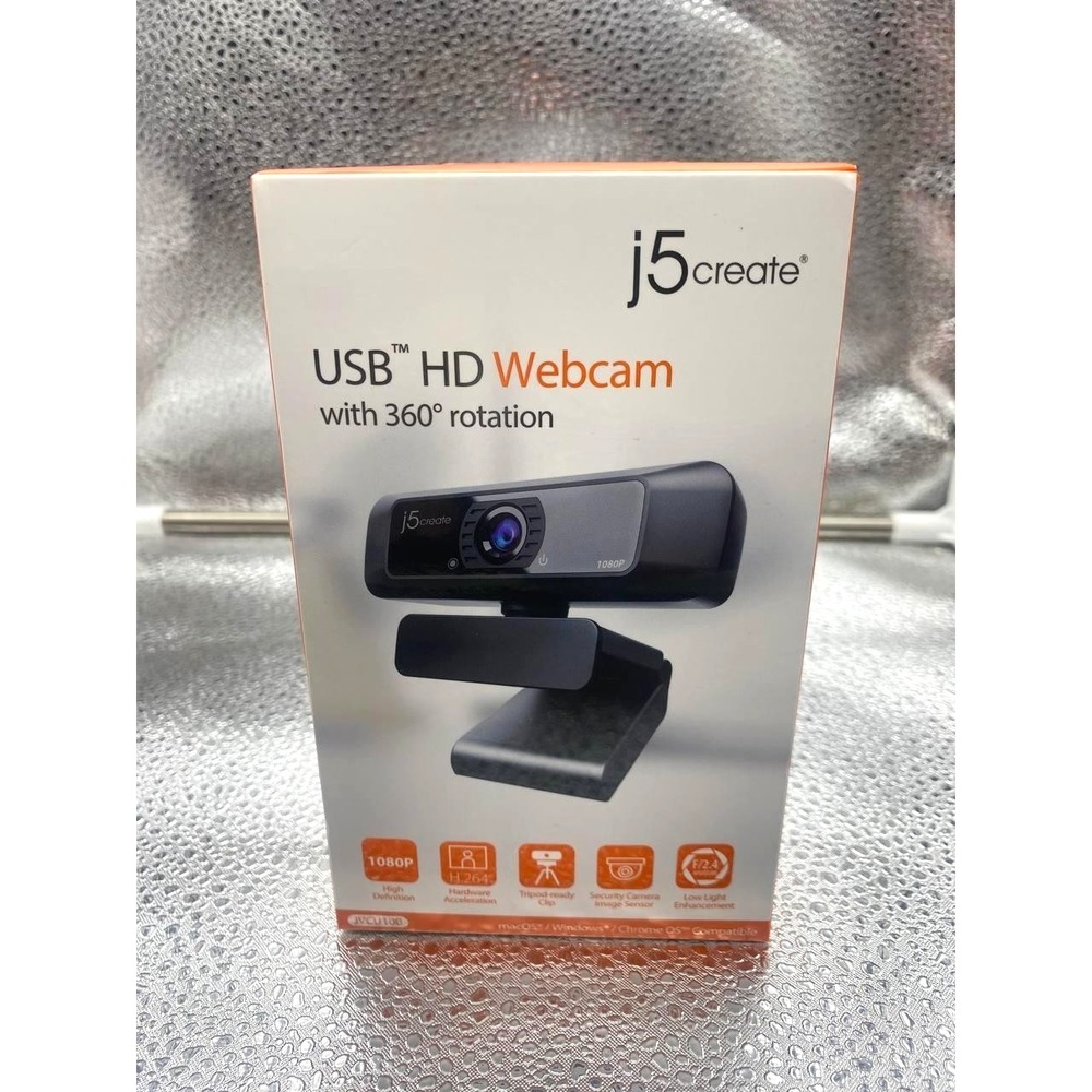 J5create USB HD 1080p Webcam JVCU100 USB 2.0 360°‎ Rotation Mic Black PC Mac